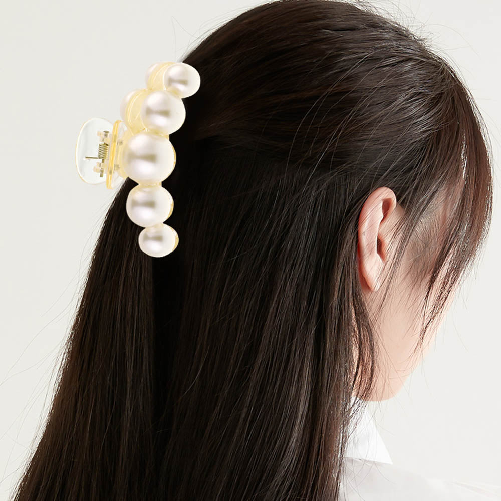 Haimeikang Acrylic Hair Claws Pearl Claw Clips For Woman Large Size Barrette Crab Ladies Fashion Hair Accessories