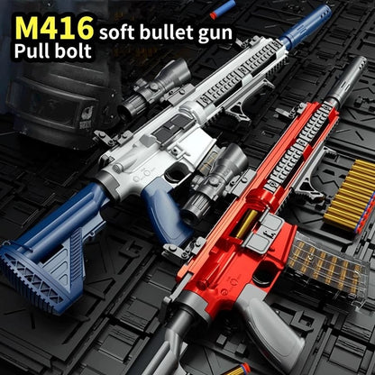 M416 Shell Ejection Soft Bullet Gun Soft Bullet EVA Sniper Rifle Manual Loading Chicken Weapon Boy Toy Gun CS Fighting Combat