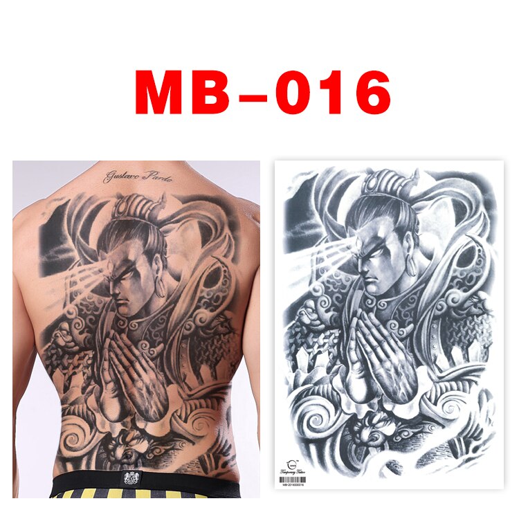 Big Temporary Tattoo Stickers Full Back Tiger Dragon Wolf Body Art Fake Tattoo Carp Waterproof Tattoo Men and Women