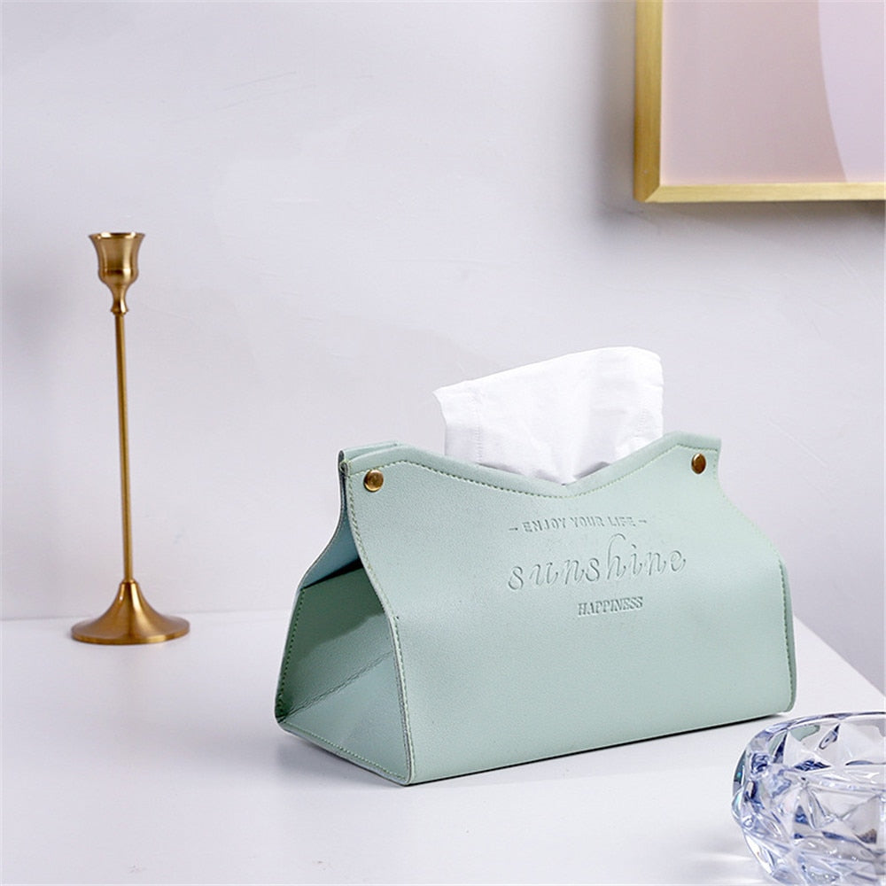 Nodic Environmental PU Leather Napkin Holder Foldable Tissue Box Home Office Waterproof Dustproof Storage Box Sundries Ontainer