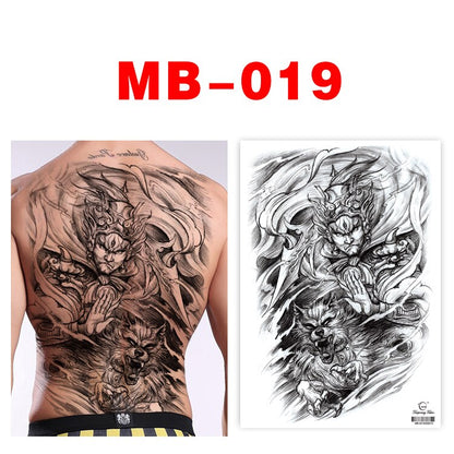 Big Temporary Tattoo Stickers Full Back Tiger Dragon Wolf Body Art Fake Tattoo Carp Waterproof Tattoo Men and Women