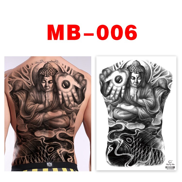 Big Temporary Tattoo Stickers Full Back Tiger Dragon Wolf Body Art Fake Tattoo Carp Waterproof Tattoo Men and Women