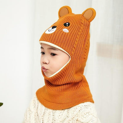 ncmama Boy Girl Beanie Hat Protect Neck Knit Hat Cartoon Animal Windproof Winter Child Kids Girl's Earflap Caps 2 to 6 years old