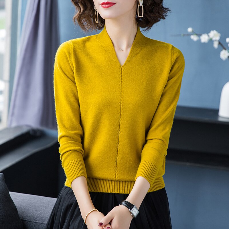 Fashion Sweater Woman 2021 Long Sleeve Knitted Sweater Women Tops Female Women Sweater Pullover Top Female Women Clothes C957