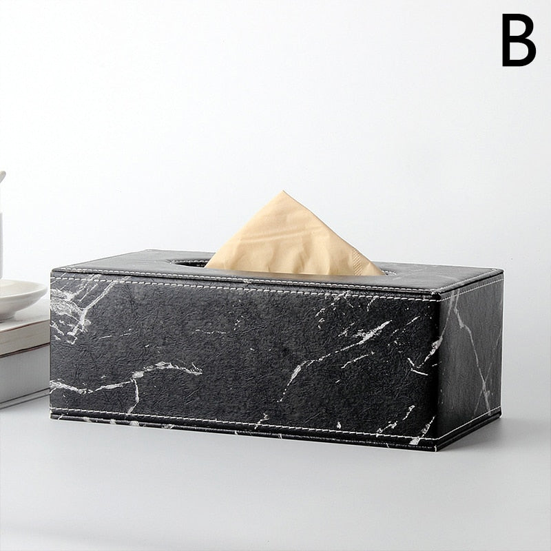 Rectangular Modern Marble Rectangle Faux Leather Tissue Box Napkin Toilet Paper Holder Case Dispenser Home Decoration