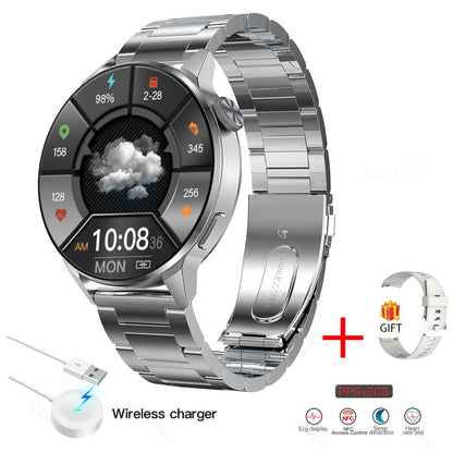 New 390*390 HD Screen NFC Smart Watch Men Bluetooth Call Sport GPS Track Watch Custom Dial Heart Rate ECG PPG Smartwatch For Men