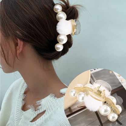 Haimeikang Acrylic Hair Claws Pearl Claw Clips For Woman Large Size Barrette Crab Ladies Fashion Hair Accessories