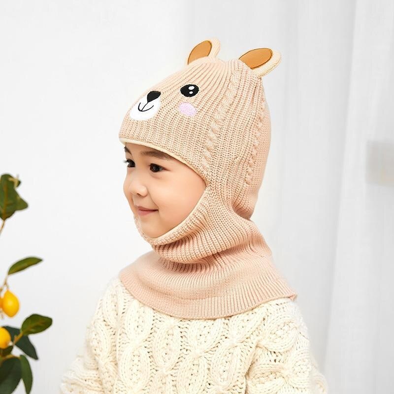 ncmama Boy Girl Beanie Hat Protect Neck Knit Hat Cartoon Animal Windproof Winter Child Kids Girl's Earflap Caps 2 to 6 years old