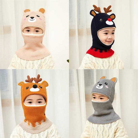 ncmama Boy Girl Beanie Hat Protect Neck Knit Hat Cartoon Animal Windproof Winter Child Kids Girl's Earflap Caps 2 to 6 years old