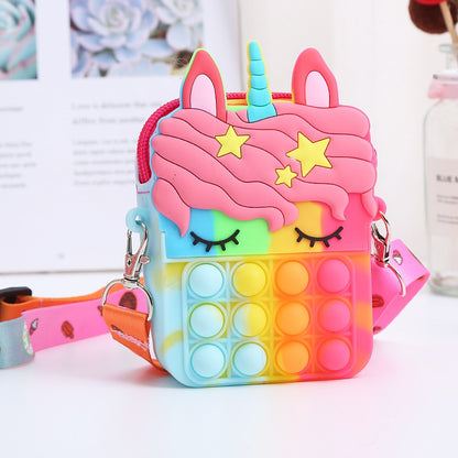 Hot Unicorn Bag Pop Fidget Toys It Women Coin Purse Messenger Bag Push Bubble Simple Dimple Decompression Anti Stress Ppoper