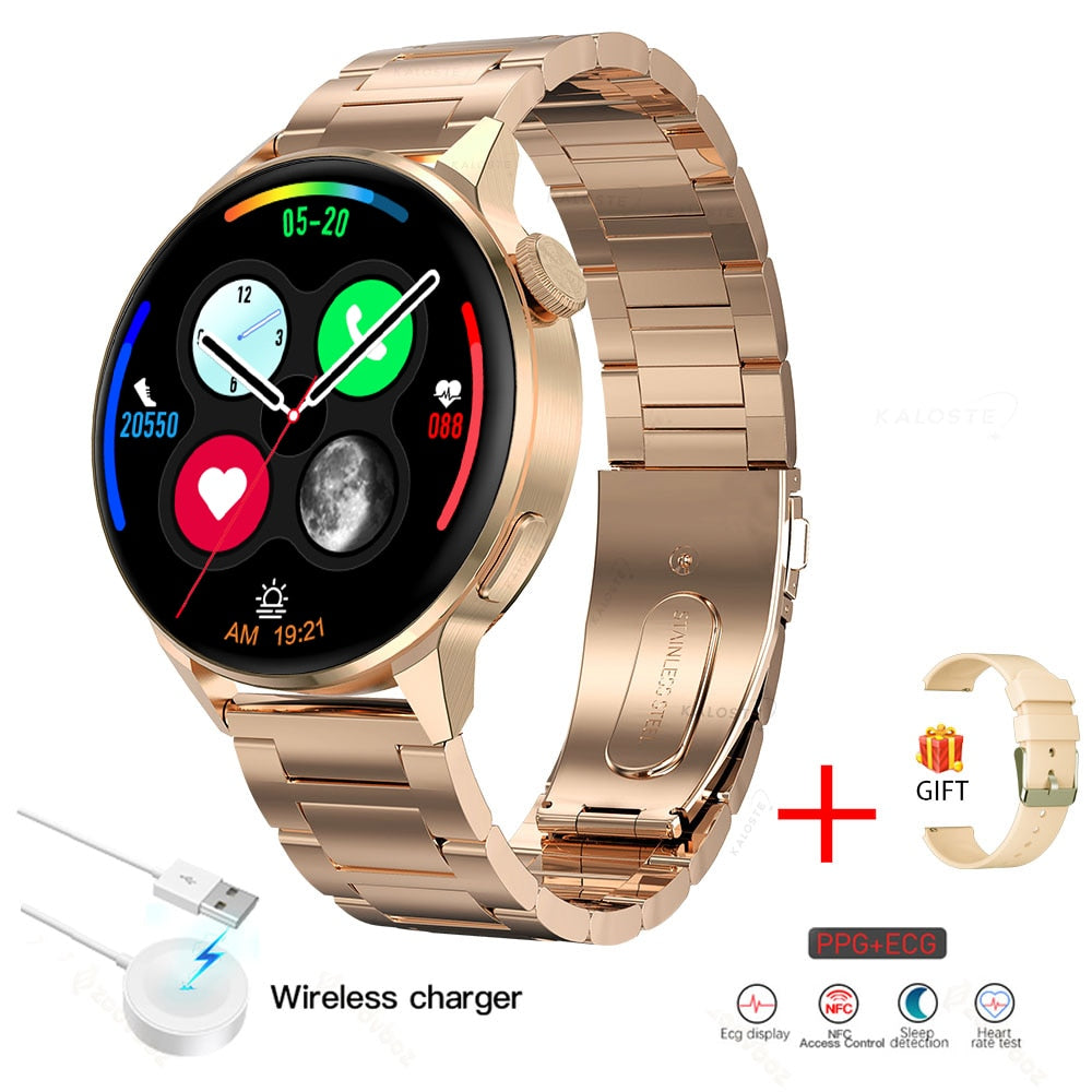 New 390*390 HD Screen NFC Smart Watch Men Bluetooth Call Sport GPS Track Watch Custom Dial Heart Rate ECG PPG Smartwatch For Men