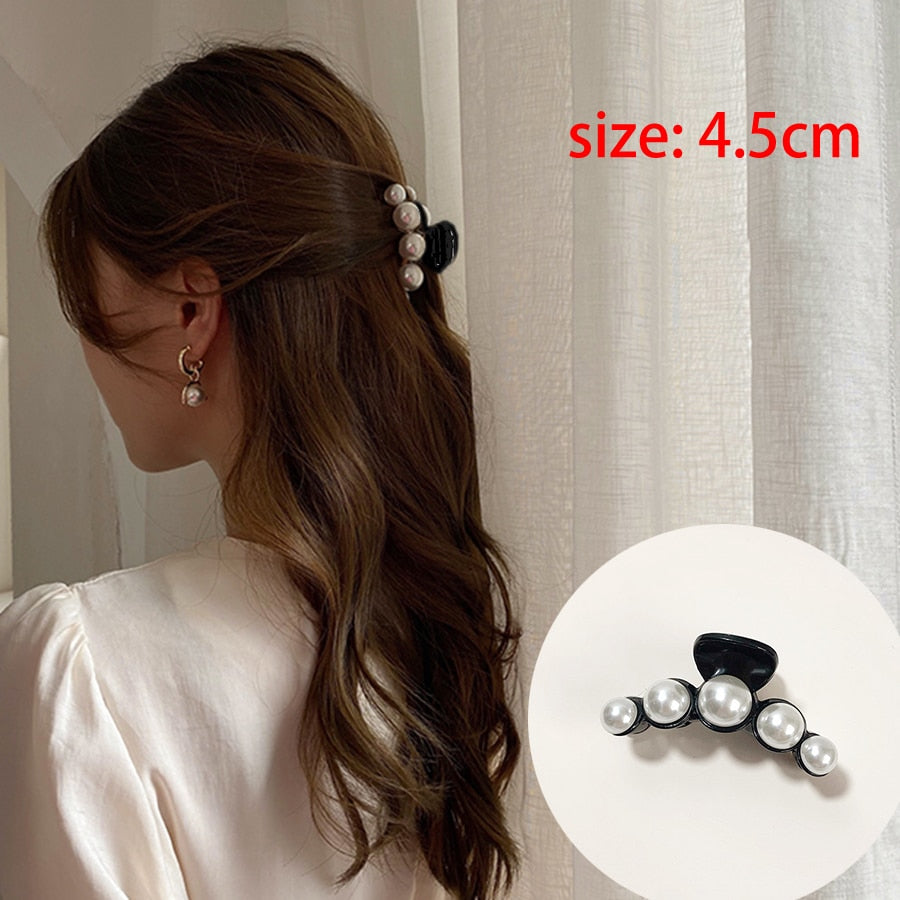 Haimeikang Acrylic Hair Claws Pearl Claw Clips For Woman Large Size Barrette Crab Ladies Fashion Hair Accessories