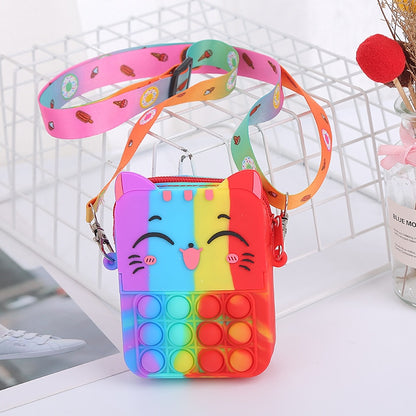 Hot Unicorn Bag Pop Fidget Toys It Women Coin Purse Messenger Bag Push Bubble Simple Dimple Decompression Anti Stress Ppoper