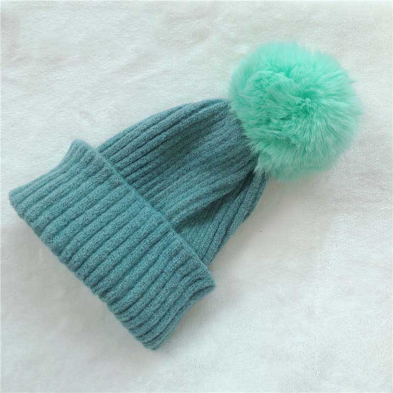 Cute Pompom Children Hat Colorful Hairball Elastic Kids Baby Girl Boy Autumn Winter Beanie Hat Solid Color Knitted Beanies Cap