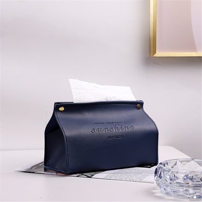 Nodic Environmental PU Leather Napkin Holder Foldable Tissue Box Home Office Waterproof Dustproof Storage Box Sundries Ontainer