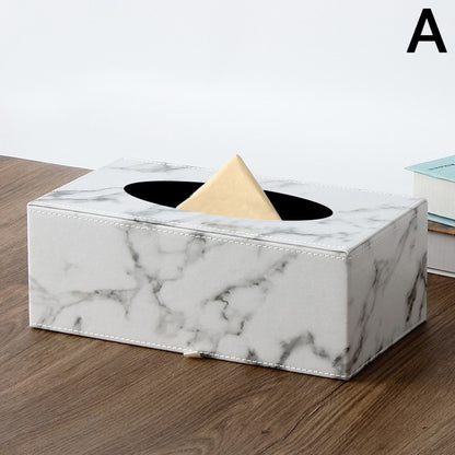 Rectangular Modern Marble Rectangle Faux Leather Tissue Box Napkin Toilet Paper Holder Case Dispenser Home Decoration