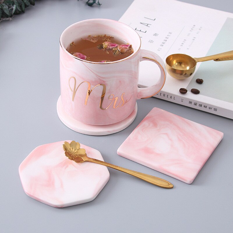 Nordic Marble Ceramic Coaster Coffee Tea Cup Bottle Pad Placemat Table Decor Kitchen Accessories