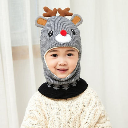 ncmama Boy Girl Beanie Hat Protect Neck Knit Hat Cartoon Animal Windproof Winter Child Kids Girl's Earflap Caps 2 to 6 years old