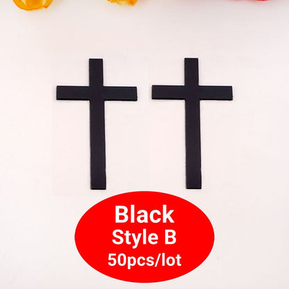 50pcs 9cm/ 7cm/5cm /4cm/ 3cm Height Cutting Mirrored Cross Shape Acrylic Sticker DIY Christening Home Decoration