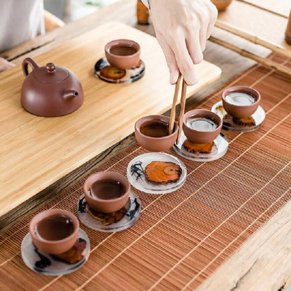 Resin Pine Coasters Heat Resistant Placemats Drink Mat Tea Coffee Cup Pad Waterproof Non-slip Creative Decor Natural