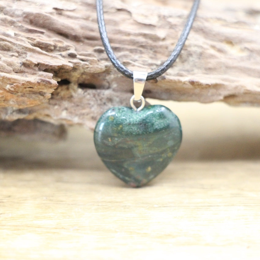 Natural Agates Turquoises Quartz Heart Shape Pendant Crystal Amethysts Healing Gemstone Necklace Women Charm Men Jewelry,QC3193