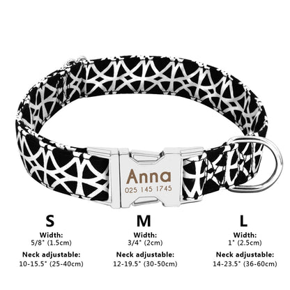 Custom Large Dog Collar Cute Print Personalized Pet Collar Nylon Puppy Dogs ID Collars Engraved Name for Small Medium Large Dog