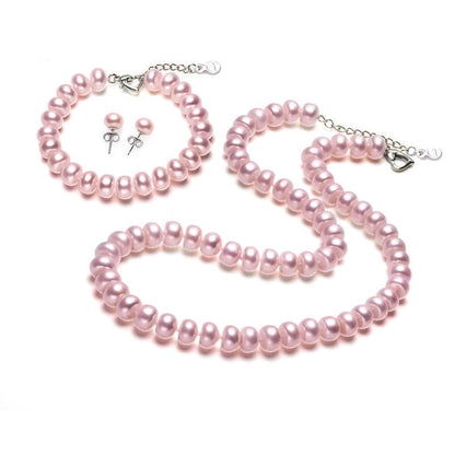 Pearl Jewelry Sets Genuine Natural Freshwater Pearl Necklace Bracelet 925 Sterling Silver Earrings For Women Gift 2021 Trend