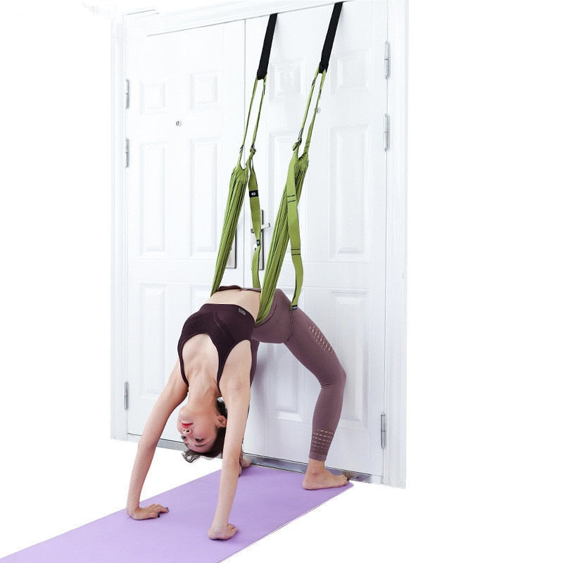 Yoga Aerial Hammock Women Swing Adjustable Aerial Yoga Strap Hanging Hammock Elastic Stretch Handstand Rope Training Device