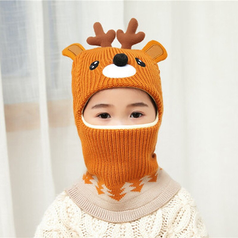 ncmama Boy Girl Beanie Hat Protect Neck Knit Hat Cartoon Animal Windproof Winter Child Kids Girl's Earflap Caps 2 to 6 years old