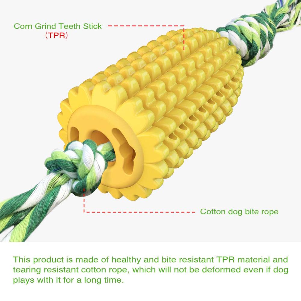 Dog Toy Dog Molar Stick Puppy Toys Dog Corn Molar Stick Bite Teeth Brush Labrador Toys with Rope Pet Supply