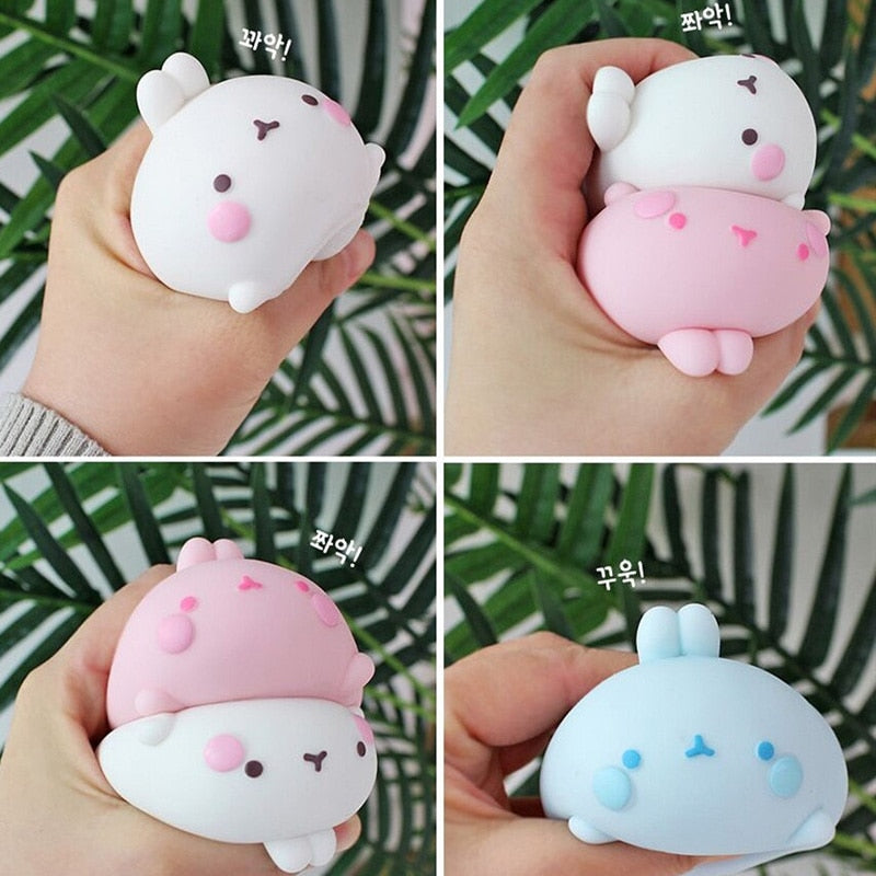 MOLANG Cute Rabbit Soft Rubber Doll Mini Model Decompression Toys Stress Relief Toy Squeeze Figures Action Kawaii Birthday Gift