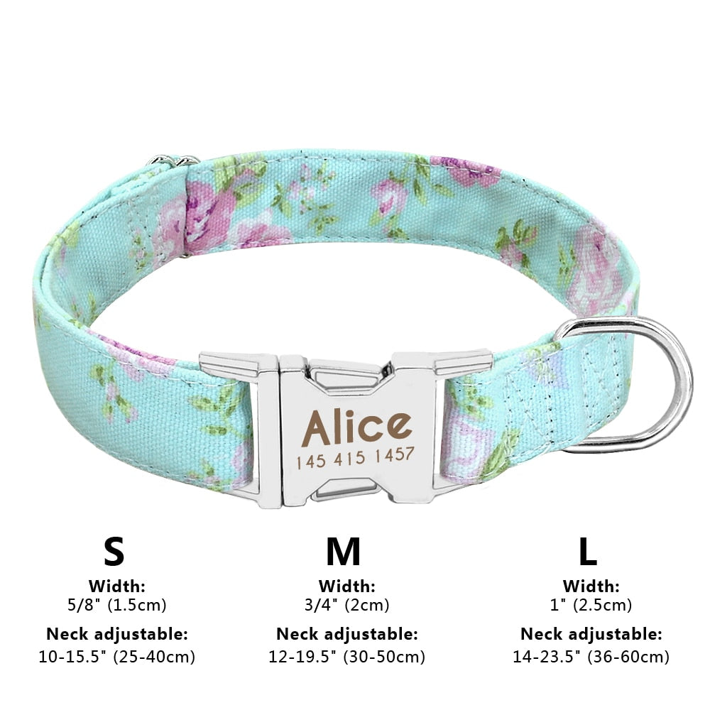 Custom Large Dog Collar Cute Print Personalized Pet Collar Nylon Puppy Dogs ID Collars Engraved Name for Small Medium Large Dog