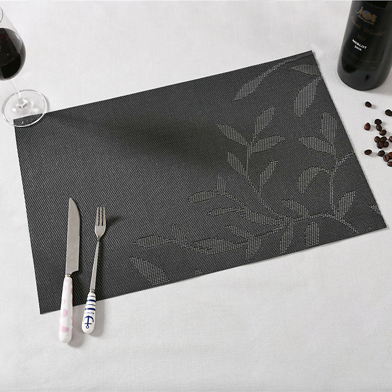 4Pcs/Lot Fashion Leaves Jacquard Placemat PVC Table Mat Placemat for Dining Table Pot Bowl Mats Cup Coaster Waterproof Odorless