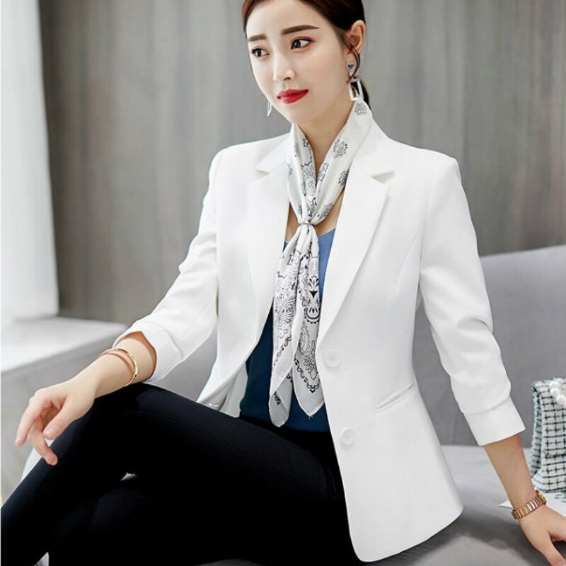 Fashion Women Jacket 2021 Long Sleeve Office Work Wear Black White Jacket Women Coats And Jackets Womens Jackets And Coats B64