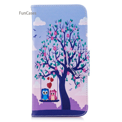 Giant Panda Flip Phone Case sFor Coque Samsung A8 Plus 2018 Bracket Case Carcasa Floral Cellphone Case For Samsung Galaxy A730