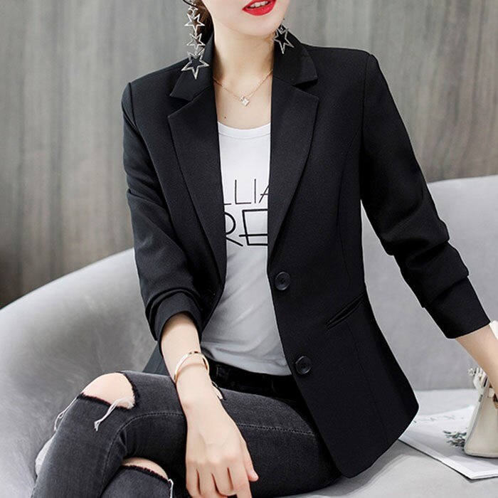 Fashion Women Jacket 2021 Long Sleeve Office Work Wear Black White Jacket Women Coats And Jackets Womens Jackets And Coats B64