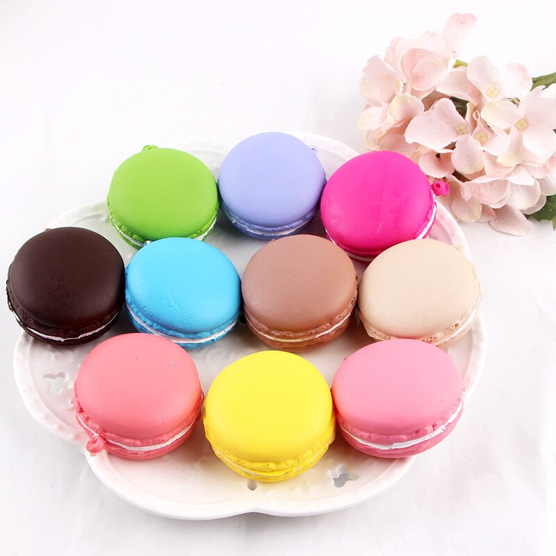 Hot Sale 10pcs Simulation Cake PU Mini Macaron Model Furnishing Articles Stress Relief Squeeze Toy Wedding Party Birthday Decor