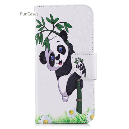 Giant Panda Flip Phone Case sFor Coque Samsung A8 Plus 2018 Bracket Case Carcasa Floral Cellphone Case For Samsung Galaxy A730