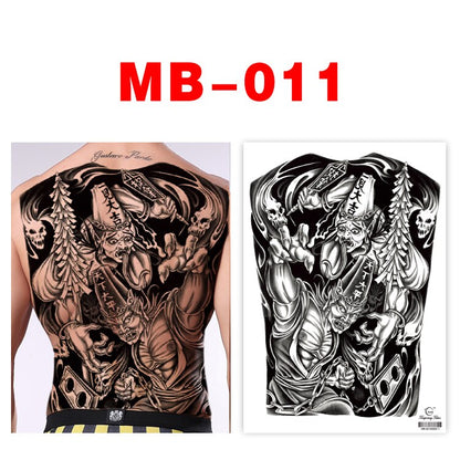 Big Temporary Tattoo Stickers Full Back Tiger Dragon Wolf Body Art Fake Tattoo Carp Waterproof Tattoo Men and Women