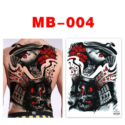 Big Temporary Tattoo Stickers Full Back Tiger Dragon Wolf Body Art Fake Tattoo Carp Waterproof Tattoo Men and Women