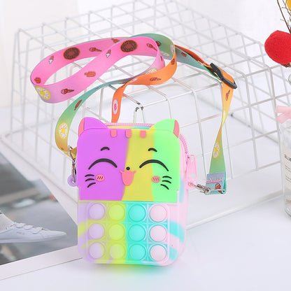 Hot Unicorn Bag Pop Fidget Toys It Women Coin Purse Messenger Bag Push Bubble Simple Dimple Decompression Anti Stress Ppoper