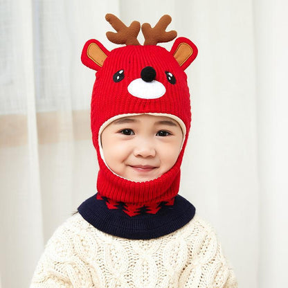 ncmama Boy Girl Beanie Hat Protect Neck Knit Hat Cartoon Animal Windproof Winter Child Kids Girl's Earflap Caps 2 to 6 years old