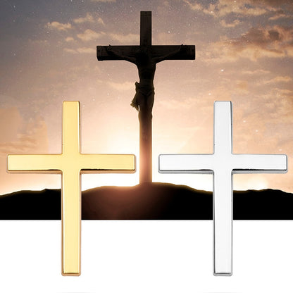 3D Metal Christian Cross Jesus Sticker Side Body Badge Emblem Decal Car Side Fender Rear Trunk Accessories