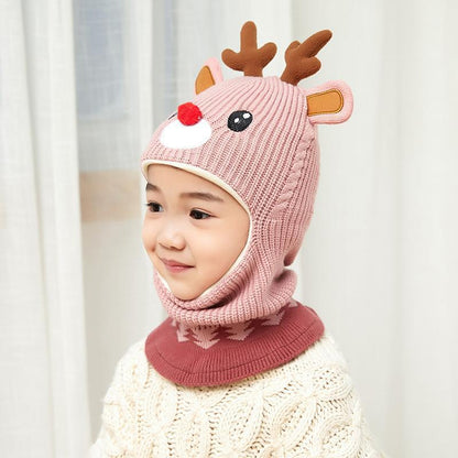 ncmama Boy Girl Beanie Hat Protect Neck Knit Hat Cartoon Animal Windproof Winter Child Kids Girl's Earflap Caps 2 to 6 years old