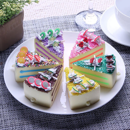 6pcs Simulation Triangle Cake Soft Squishy PU Bread Model Furnishing Articles Stress Relief Squeeze Toy Wedding Birthday Decor