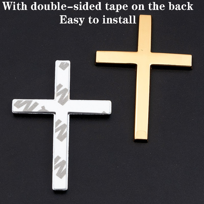 3D Metal Christian Cross Jesus Sticker Side Body Badge Emblem Decal Car Side Fender Rear Trunk Accessories