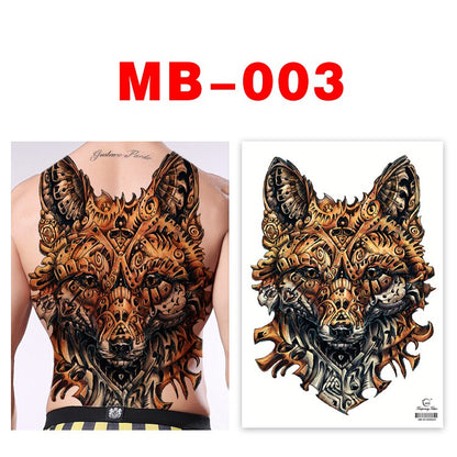 Big Temporary Tattoo Stickers Full Back Tiger Dragon Wolf Body Art Fake Tattoo Carp Waterproof Tattoo Men and Women