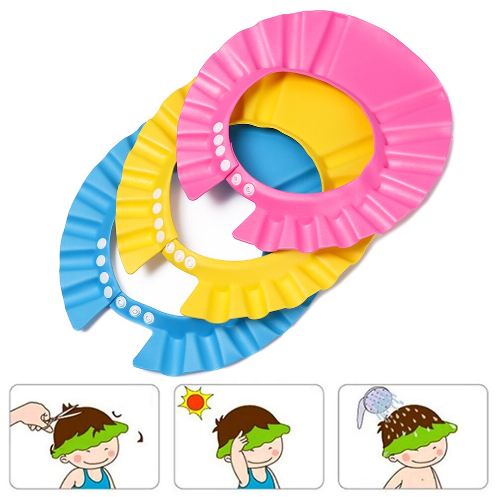 Adjustable Baby Shower Caps Child Kids Waterproof Shampoo Hat Boys Girls Visor Caps Wash Hair Bath Shield Ear Eye Protection