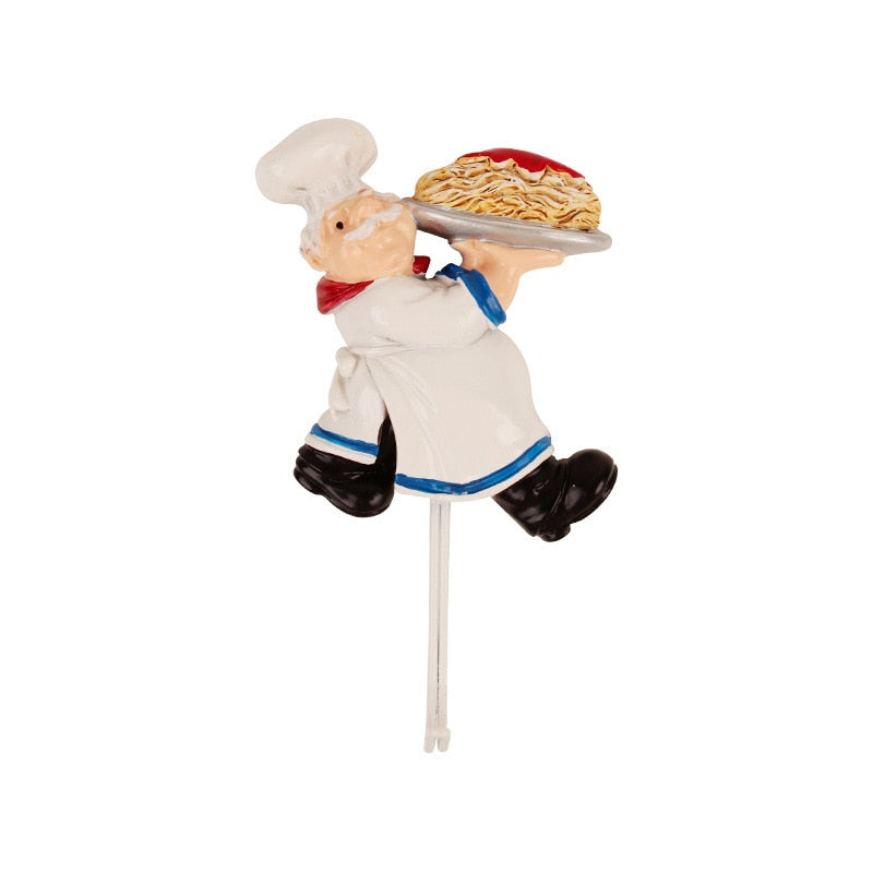 Creative Resin Hooks 3D Cartoon Chef Key Tools Hooks Waterproof Bathroom Kitchen Hook Hole-free Seamless Wall Decorative Hooks