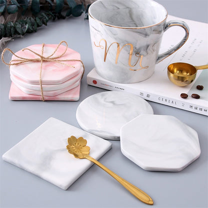 Nordic Marble Ceramic Coaster Coffee Tea Cup Bottle Pad Placemat Table Decor Kitchen Accessories